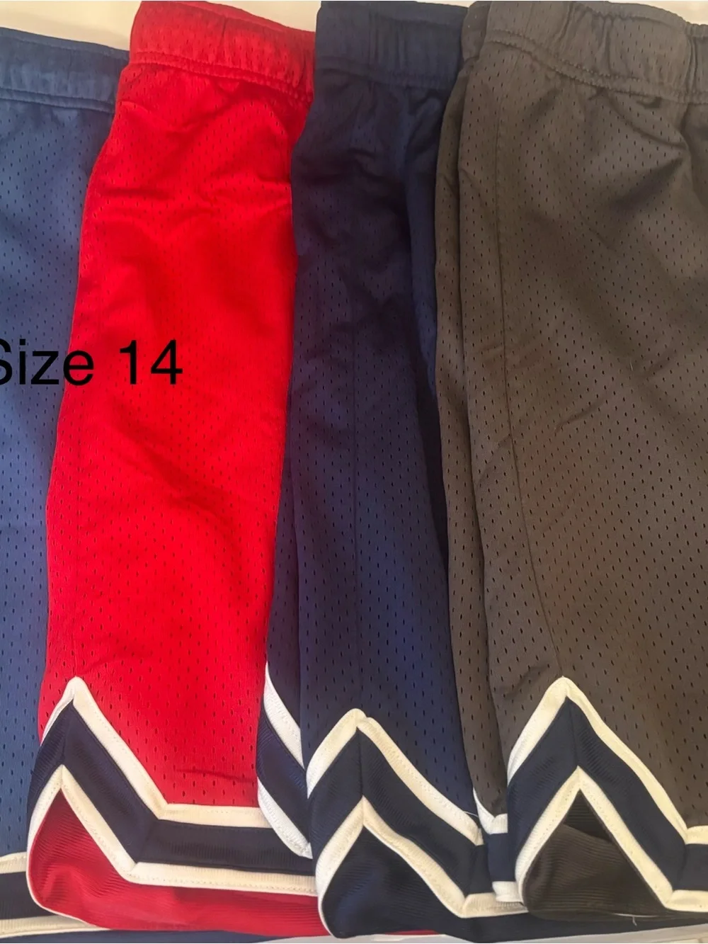 Kids Athletic Mesh Shorts - Red, Navy, Charcoal green, light blue